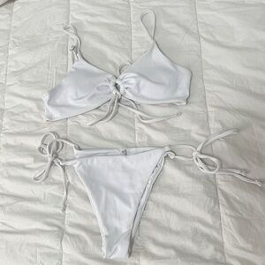 SHEIN White Ribbed Bikini Set
